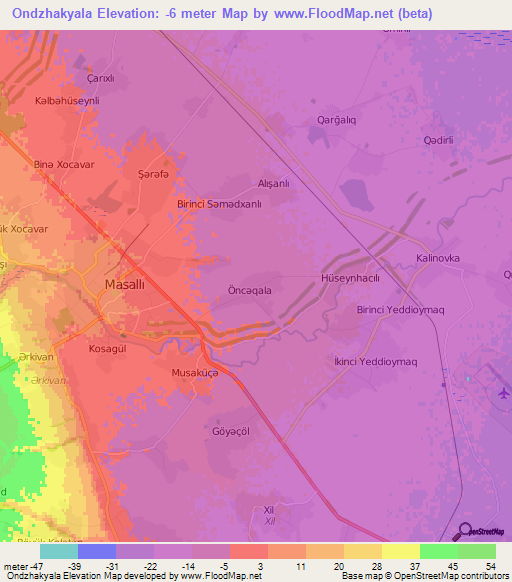 Ondzhakyala,Azerbaijan Elevation Map