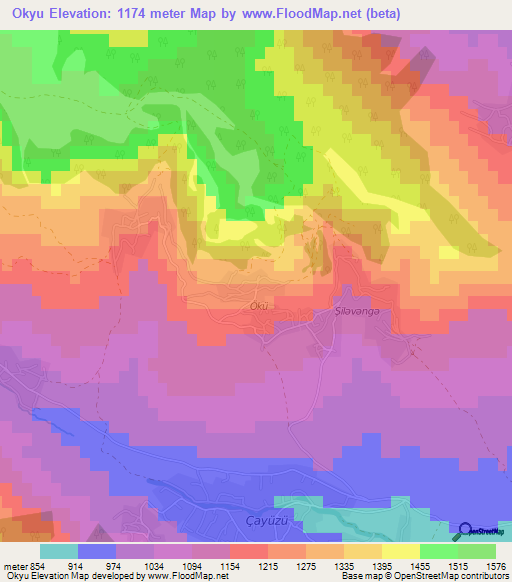 Okyu,Azerbaijan Elevation Map