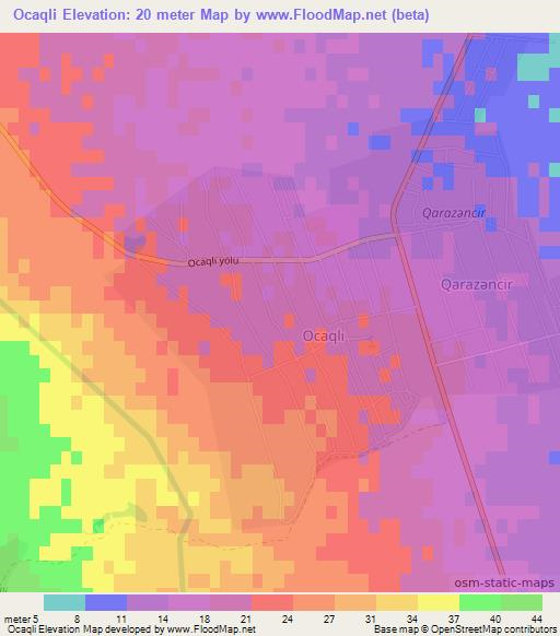 Ocaqli,Azerbaijan Elevation Map