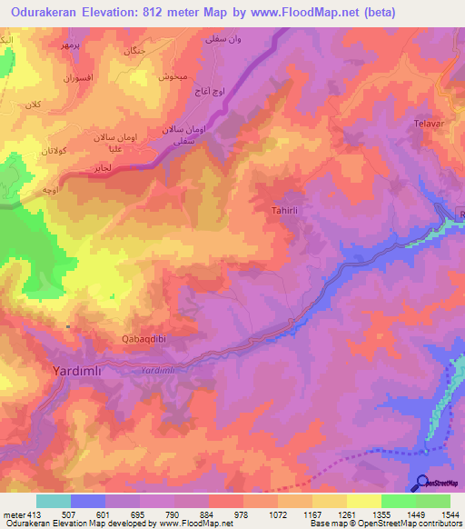 Odurakeran,Azerbaijan Elevation Map