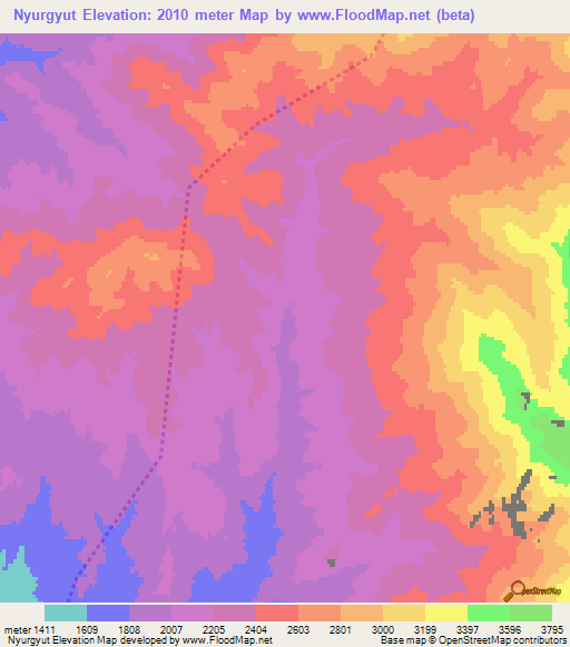 Nyurgyut,Azerbaijan Elevation Map