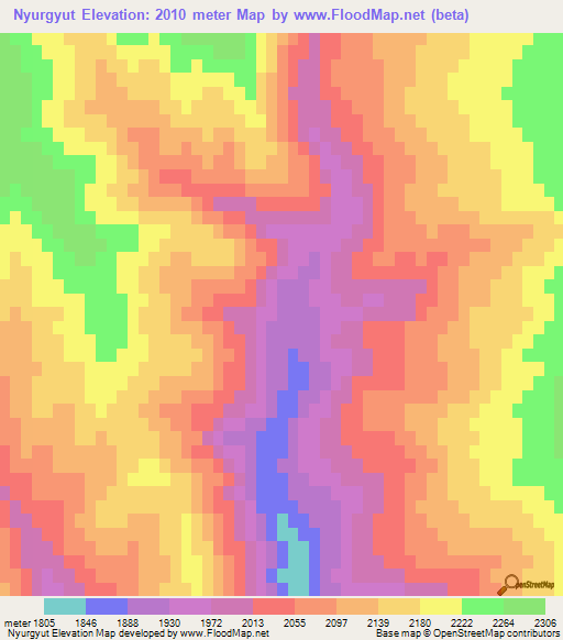 Nyurgyut,Azerbaijan Elevation Map