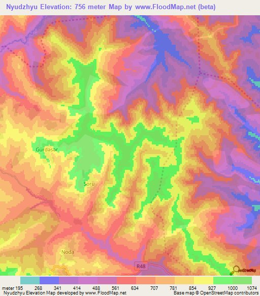 Nyudzhyu,Azerbaijan Elevation Map