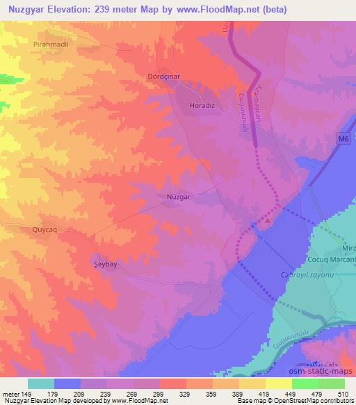 Nuzgyar,Azerbaijan Elevation Map