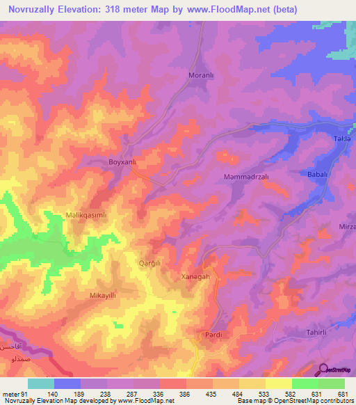 Novruzally,Azerbaijan Elevation Map