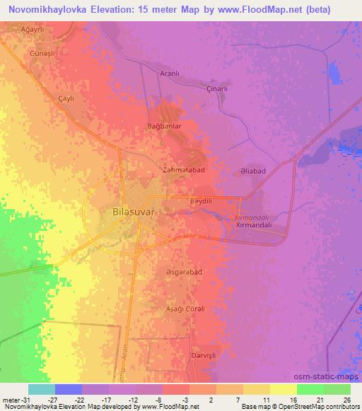 Novomikhaylovka,Azerbaijan Elevation Map