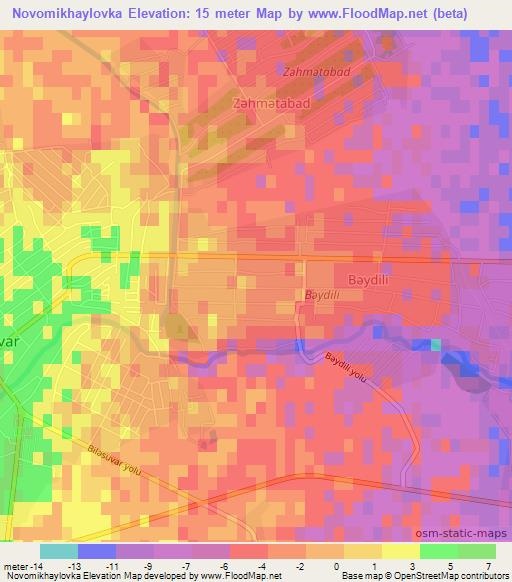 Novomikhaylovka,Azerbaijan Elevation Map