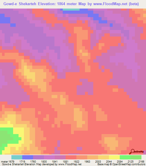 Gowd-e Shekarteh,Iran Elevation Map