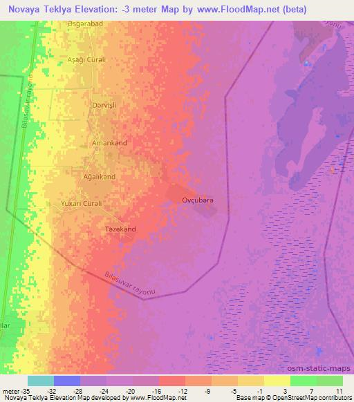 Novaya Teklya,Azerbaijan Elevation Map