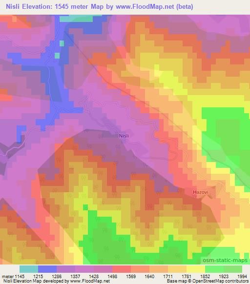 Nisli,Azerbaijan Elevation Map