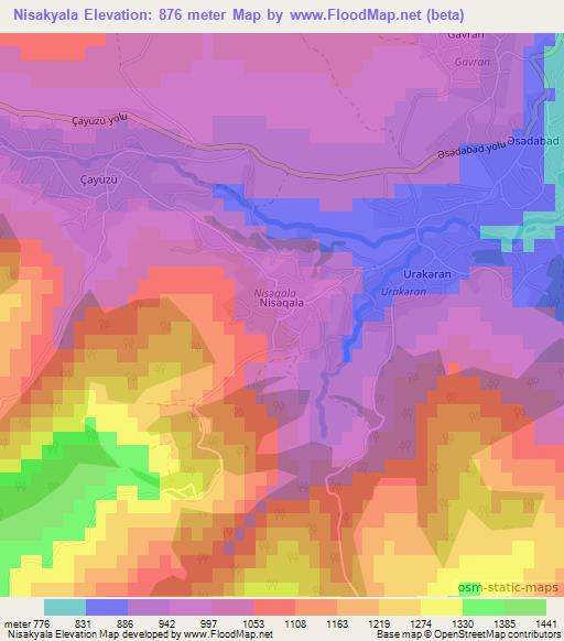 Nisakyala,Azerbaijan Elevation Map