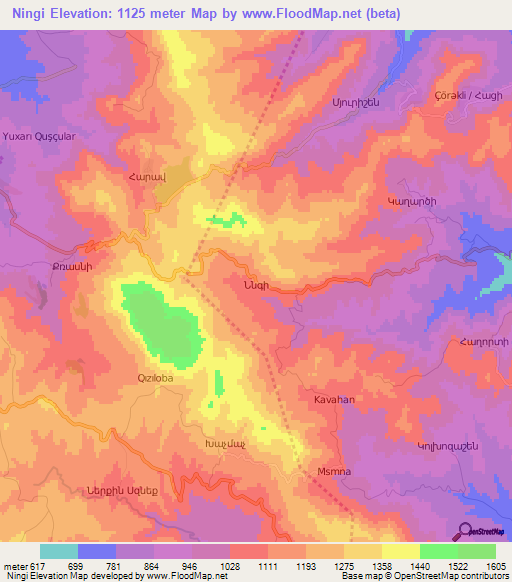 Ningi,Azerbaijan Elevation Map
