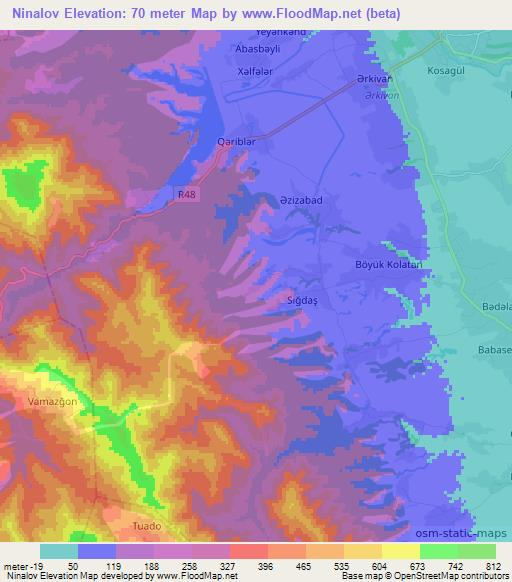 Ninalov,Azerbaijan Elevation Map