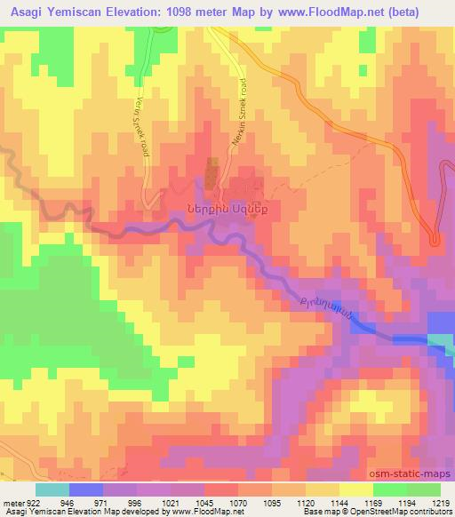 Asagi Yemiscan,Azerbaijan Elevation Map