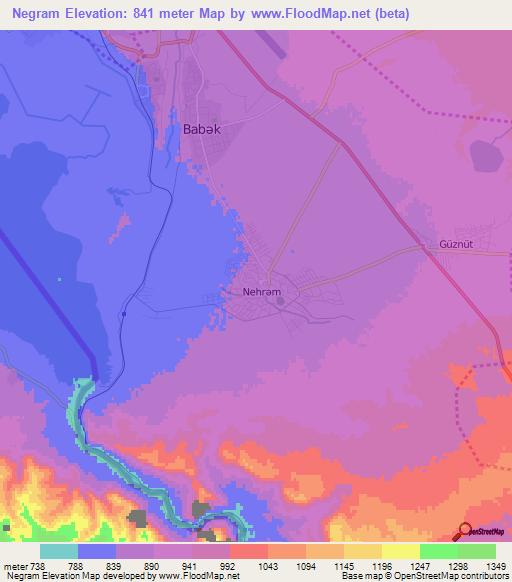 Negram,Azerbaijan Elevation Map