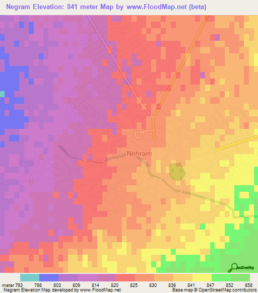 Negram,Azerbaijan Elevation Map
