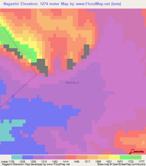 Nagazhir,Azerbaijan Elevation Map