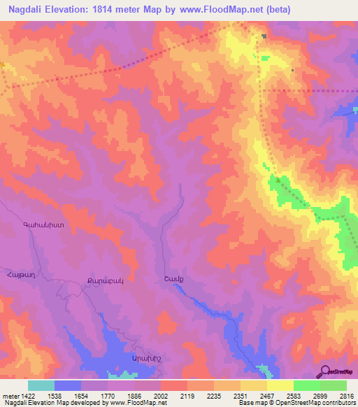 Nagdali,Azerbaijan Elevation Map
