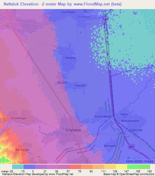 Naftaluk,Azerbaijan Elevation Map