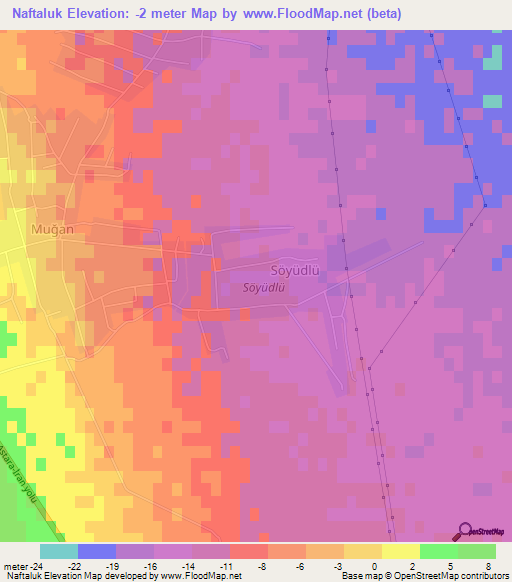 Naftaluk,Azerbaijan Elevation Map