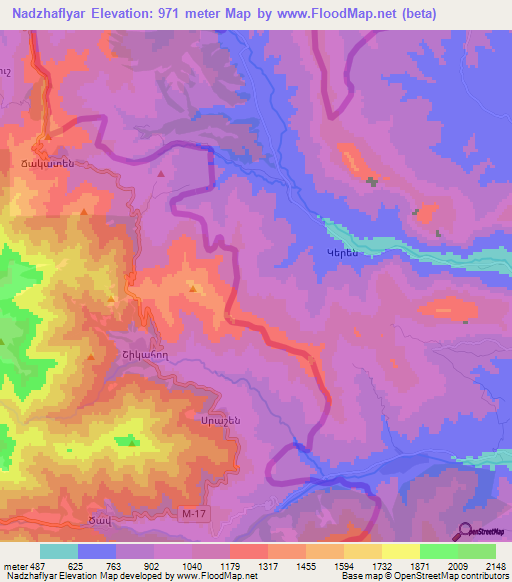 Nadzhaflyar,Azerbaijan Elevation Map