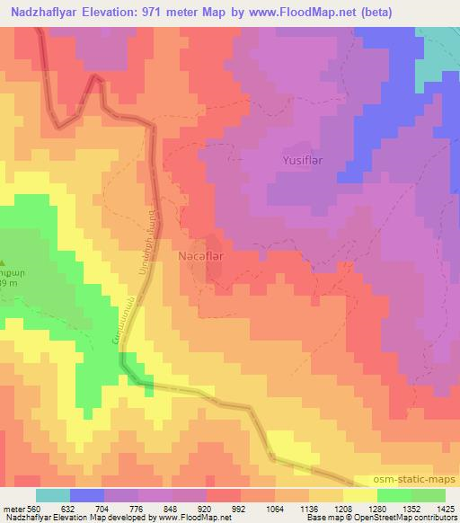 Nadzhaflyar,Azerbaijan Elevation Map