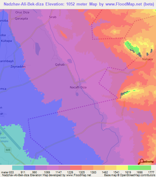 Nadzhav-Ali-Bek-diza,Azerbaijan Elevation Map