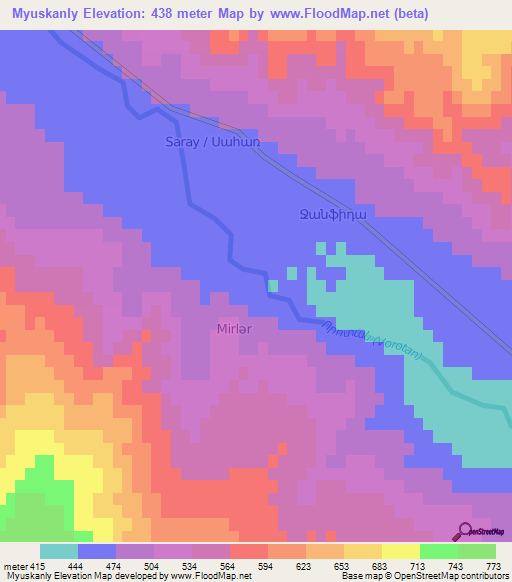 Myuskanly,Azerbaijan Elevation Map