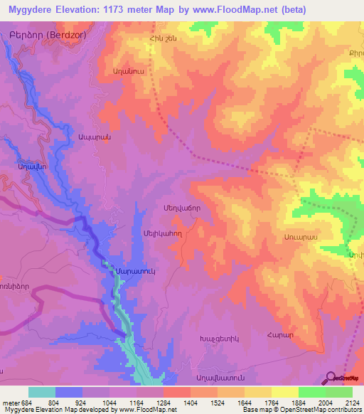 Mygydere,Azerbaijan Elevation Map