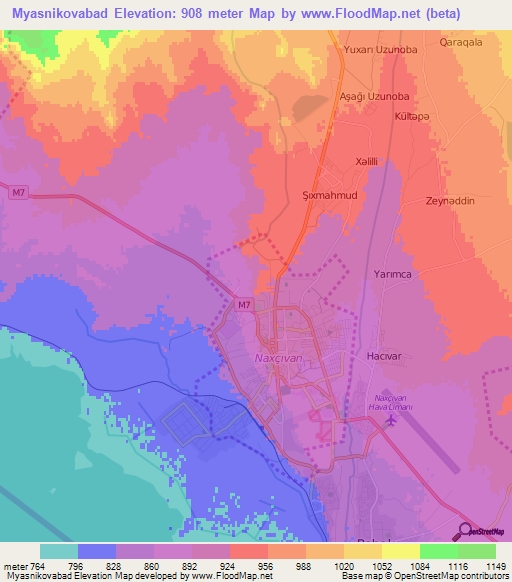 Myasnikovabad,Azerbaijan Elevation Map