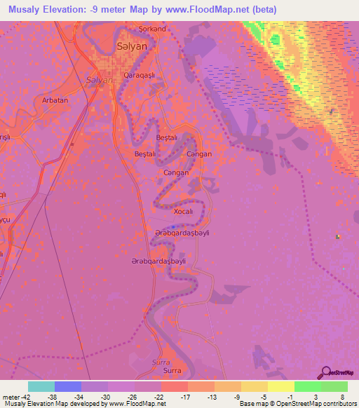 Musaly,Azerbaijan Elevation Map