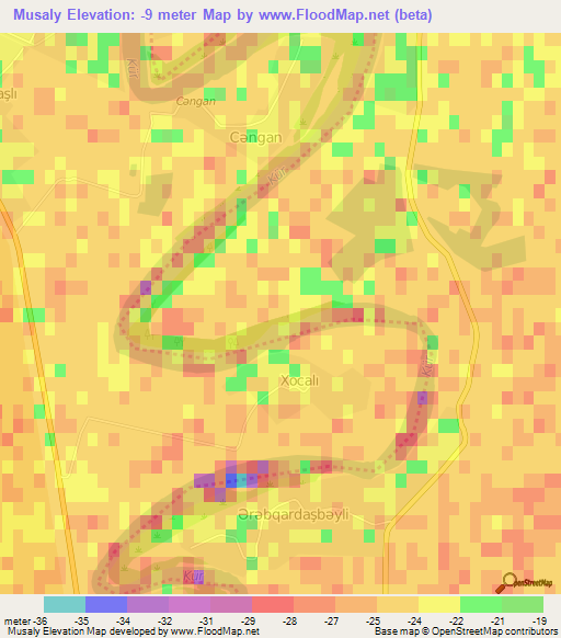 Musaly,Azerbaijan Elevation Map