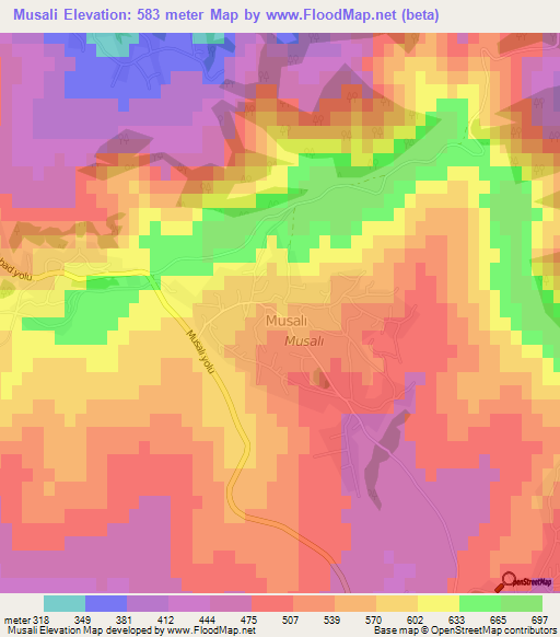 Musali,Azerbaijan Elevation Map