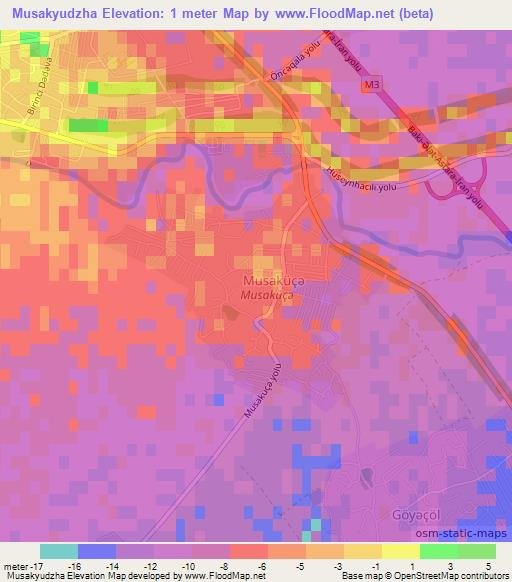 Musakyudzha,Azerbaijan Elevation Map
