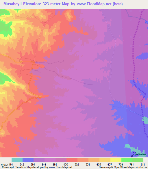 Musabeyli,Azerbaijan Elevation Map