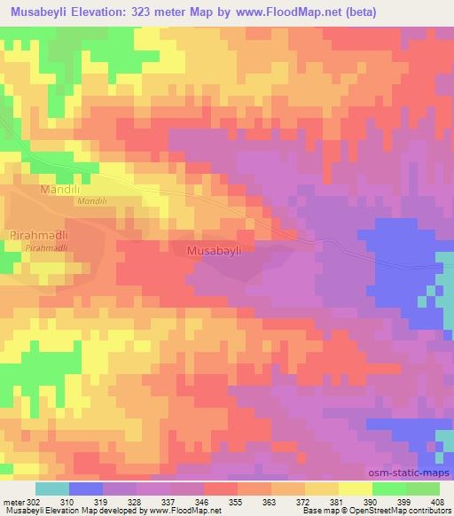 Musabeyli,Azerbaijan Elevation Map