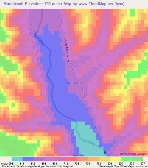 Muradxanli,Azerbaijan Elevation Map
