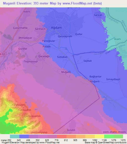 Muganli,Azerbaijan Elevation Map