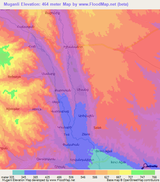 Muganli,Azerbaijan Elevation Map