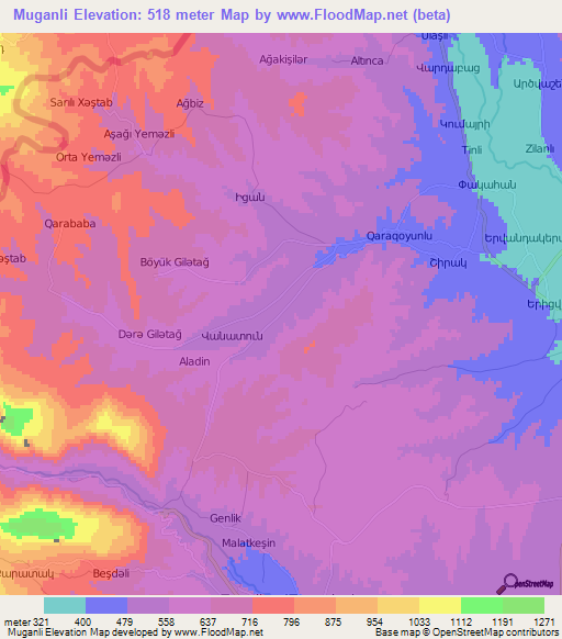 Muganli,Azerbaijan Elevation Map