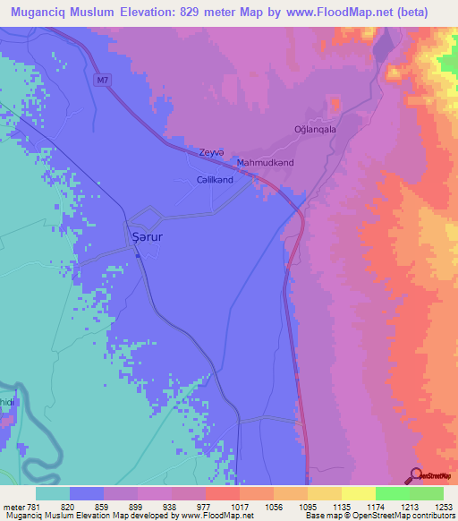 Muganciq Muslum,Azerbaijan Elevation Map