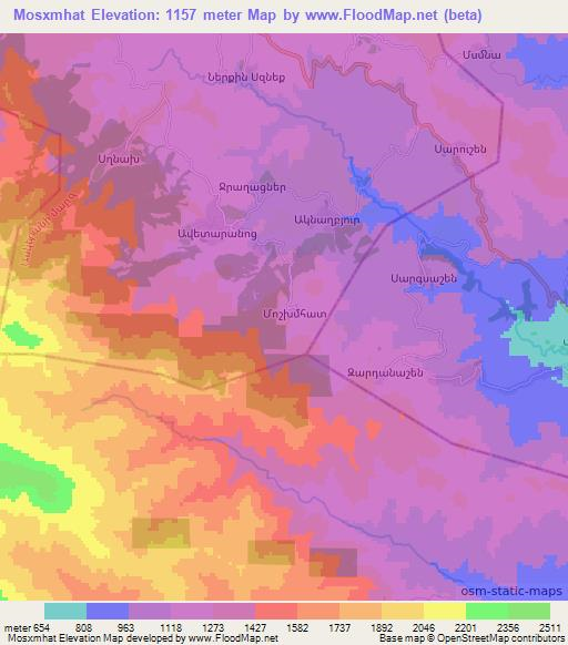 Mosxmhat,Azerbaijan Elevation Map