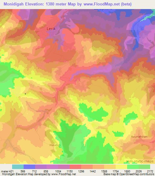 Monidigah,Azerbaijan Elevation Map