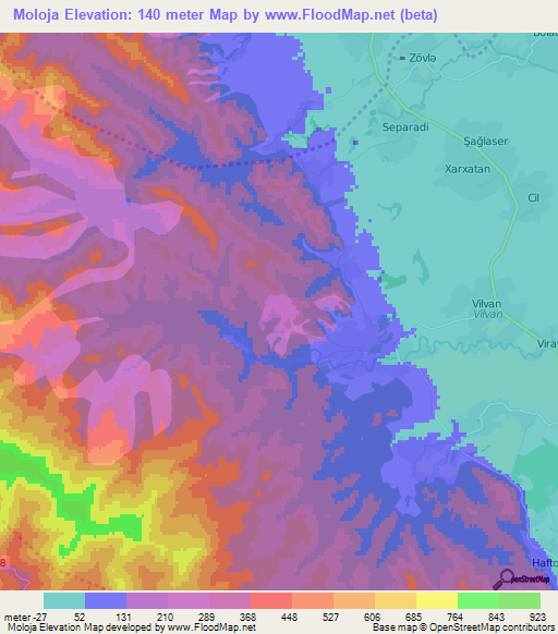 Moloja,Azerbaijan Elevation Map