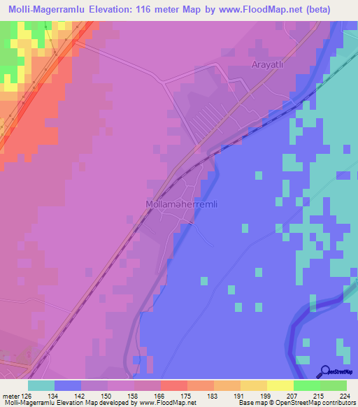 Molli-Magerramlu,Azerbaijan Elevation Map