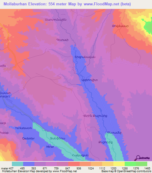 Mollaburhan,Azerbaijan Elevation Map