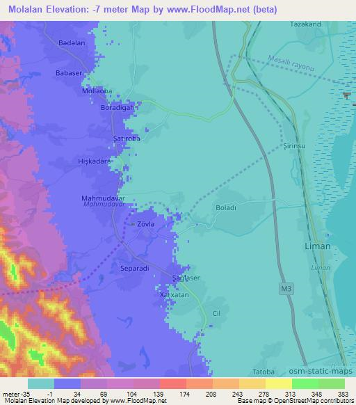 Molalan,Azerbaijan Elevation Map