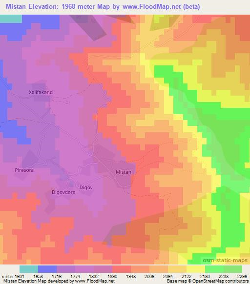Mistan,Azerbaijan Elevation Map