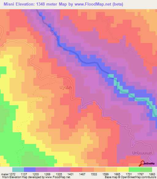 Misni,Azerbaijan Elevation Map