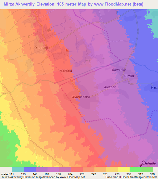 Mirza-Akhverdly,Azerbaijan Elevation Map